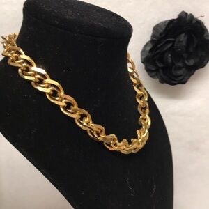 Heavy Cuban vintage double link  chain beautiful costume gold necklace 1976